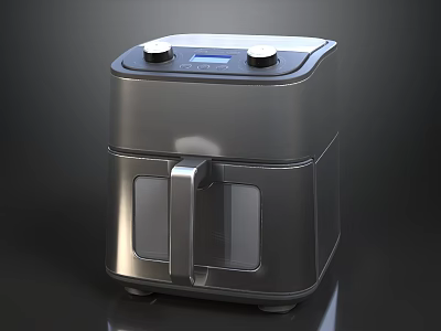 Sleek Stainless Steel Air Fryer With Digital Display And Knob Controls 3d model