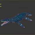 Blue Prehistoric Marine Reptile With Long Snout Sharp Teeth And Streamlined Flippers