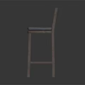 Simple Wooden Bar Stool with Backrest and Blue Padded Seat Design