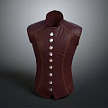 Slim Fit Maroon Leather Vest With Decorative Buttons And Elegant Design