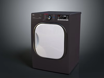 Sleek Modern Dark Washing Machine Featuring Transparent Door And Digital Control Panel 3d model