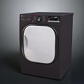 Sleek Modern Dark Washing Machine Featuring Transparent Door And Digital Control Panel