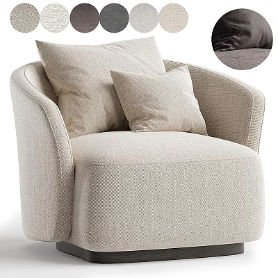 Modern Single Sofa Design With Soft Fabric Cushions And Beige Texture Detail 3d model