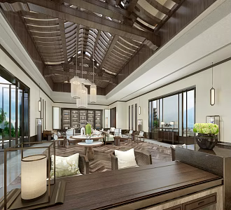 New Chinese-style reception area reception room 3d model