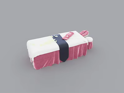 Comfortable Pink And White Massage Bed With Soft Strap And Headrest 3d model