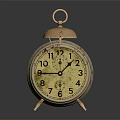 Vintage Alarm Clock With Brass Bell Numeric Dial Metallic Body On Black Background