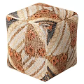 Textured Patterned Stool With Geometric Designs In Neutral And Warm Tones For Home Decor