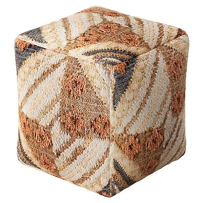 Textured Patterned Stool With Geometric Designs In Neutral And Warm Tones For Home Decor 3d model