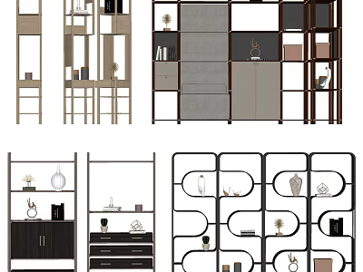 Various Modern Open Shelving Units with Multi Tier Design for Home Decor and Storage 3d model