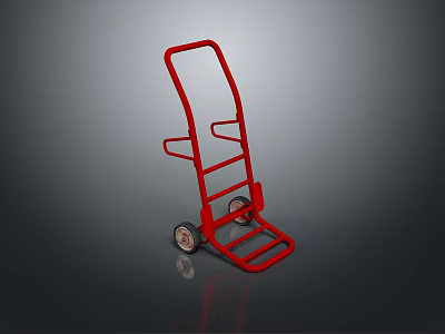 Red Metal Frame Hand Truck With Portable Design And Moving Wheels 3d model