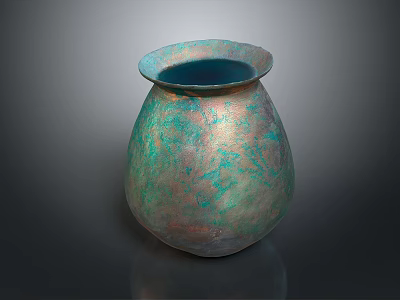 Iridescent Copper Vase With Turquoise Patina And Textured Surface Design 3d model