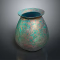 Iridescent Copper Vase With Turquoise Patina And Textured Surface Design