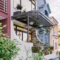 Modern Balcony Terrace 3d model