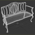 Two Seater Sofa With Wooden Frame Ornate Cut Out Back Curved Armrests And Light Cushion