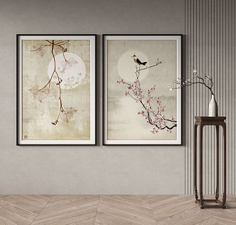 New Chinese Plant Painting Decorative Painting 3d model