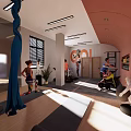 People Exercising In Modern Fitness Gym With Treadmill And Workout Equipment