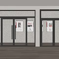 Modern Office Entrance Glass Doors With Team Duty Innovation Posters