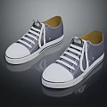 Blue Canvas Casual Shoes With White Laces And White Sole Simple Design