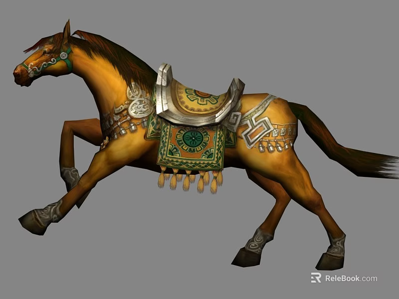 Vibrant Reptile With Ornate Saddle And Decorative Embellishments On Body 3d model 