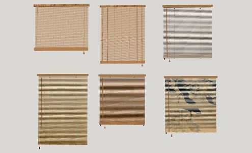 Modern venetian blinds roller blinds sunshade bamboo curtain mat curtain 3d model