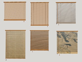 Modern venetian blinds roller blinds sunshade bamboo curtain mat curtain 3d model