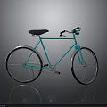 Sleek Teal Bicycle With Black Seat White Tire Rims Handlebars And Dark Background Reflection