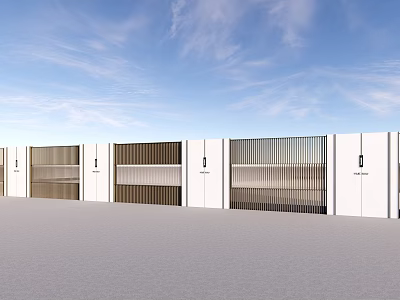 Modern Feature Wall Design With White Brown Striped Grille And Symmetrical Structure 3d model