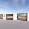 Modern Feature Wall Design With White Brown Striped Grille And Symmetrical Structure