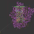 Industrial Plant With Blue Roof Piping System Cooling Towers Green Area And Road