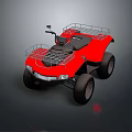 Red ATV With Two Seats Metal Racks Large Tires And Black Seats