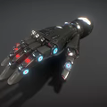 Futuristic Robotic Hand With Metallic Structure Red And Blue Illuminated Joints And Components