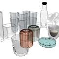 Transparent Glass Cups With Various Stackable Designs And Coffee Cup Shapes 3d model