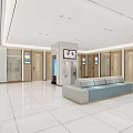 Modern Elegant Reception Area With Wooden Walls White Floor Tiles Glass Partitions And Display Wall
