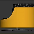 Stylish Round Accent Chair with Yellow Base and Black Dotted Cushion Design