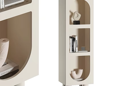 Modern Entryway Cabinet And Side Cabinet With Open Shelves Books And Decorative Sculptures 3d model