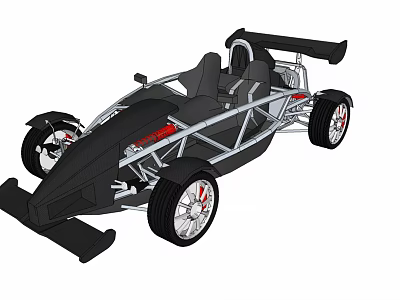 Open Frame Black Silver Go Kart With Racing Seat And Sporty Wheels 3d model