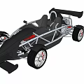 Open Frame Black Silver Go Kart With Racing Seat And Sporty Wheels