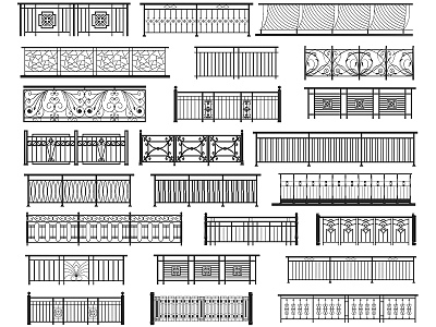 Modern Guardrail Railing Fence Protective Fence Wrought Iron Railing Balcony Guardrail 3d model