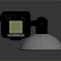 Vintage Retro Digital Camera With Metal Horn And Green Sphere Design