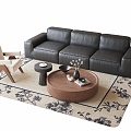 French sofa and coffee table combination 3d model