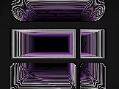 Modern Commercial Equipment With Purple Black Geometric Striped Patterns And Rectangular Oval Structures 3d model