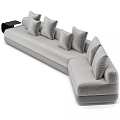 Modern Gray Velvet Sectional Sofa With Multiple Cushions And Black Armrests