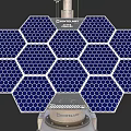 Two Industrial Equipment Units With Solar Panels And Mechanical Structures On Concrete Bases