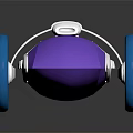 Toy Race Car With Purple Body Silver Parts And Blue Wheels On Reflective Background