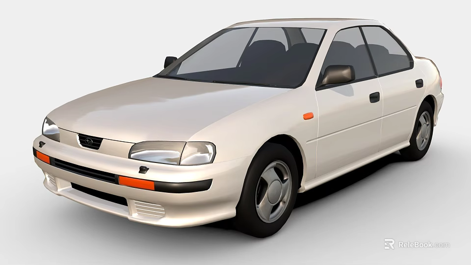 White Sedan Car With Sleek Body Lines Classic Headlights And Chrome Grille 3d model 