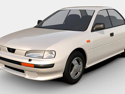 White Sedan Car With Sleek Body Lines Classic Headlights And Chrome Grille 3d model