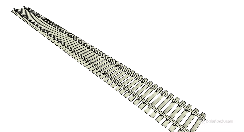Structural Components Of Railroad Track With Steel Rails And Wooden Ties 3d model 