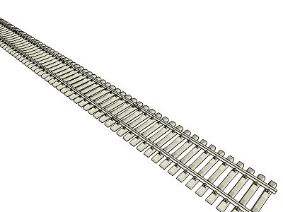 Structural Components Of Railroad Track With Steel Rails And Wooden Ties 3d model