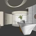 Elegant Modern Beauty Salon Interior With Marble Wall And Reception Desk