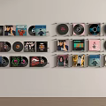 Stylish Vinyl Record Wall Hanging Rack Displaying Various Cover Records Neatly Arranged
